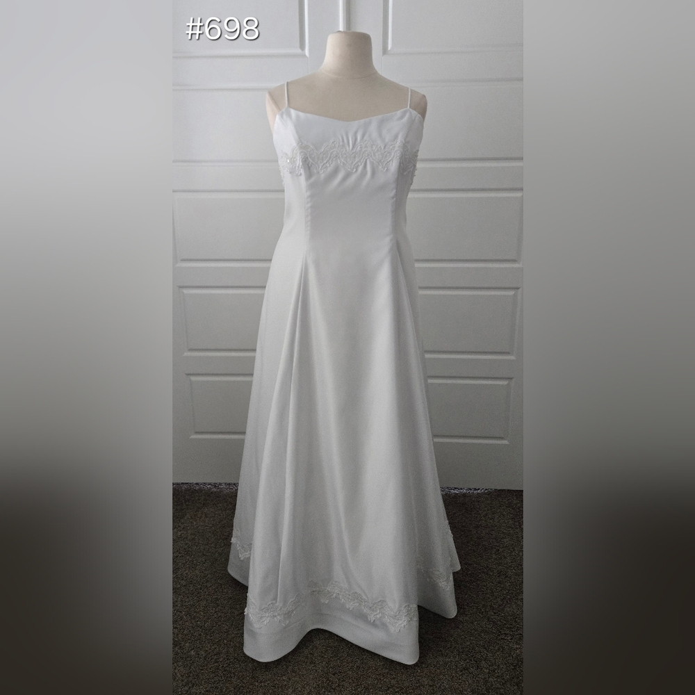 Simple White Satin Ballgown Wedding Dress